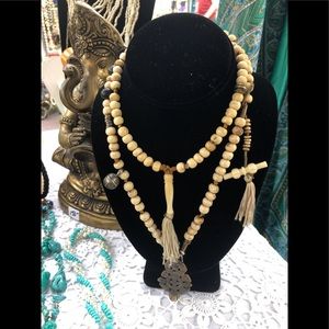 Vintage Buddhist prayer beadsYAK bone metal Brass